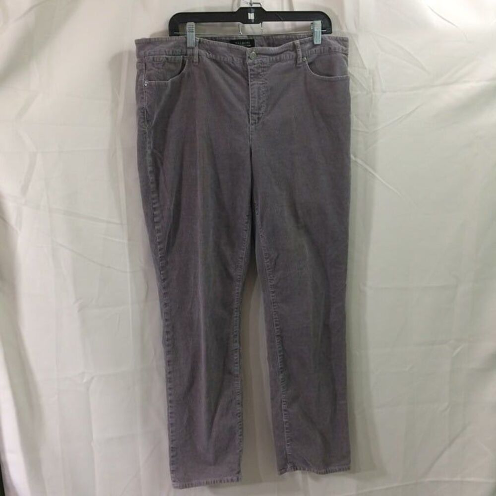 Talbots Gray Corduroy Pants Women Size 16 Straight Leg Stretch Flawless 5 Pocket